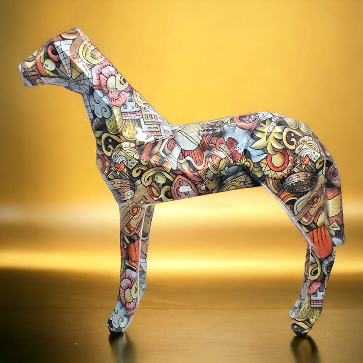 Colored Abstract Dog Sculpture