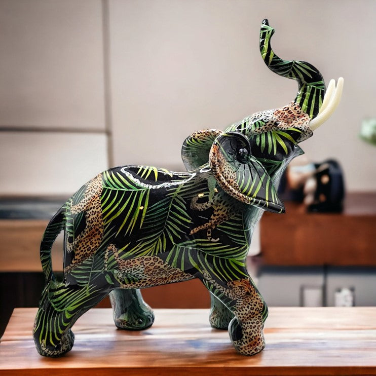 Abstract Geometric Green Elephant